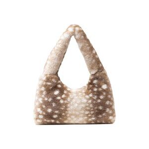 5964 Fuzzy Faux Fur Crescent Shoulder Bag Plush Purse Underarm Handbag Hobo